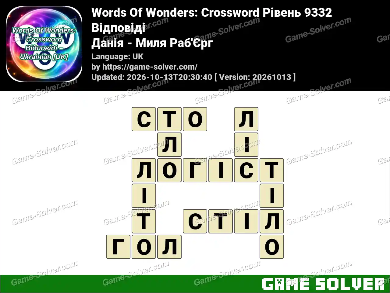 Words Of Wonders: Crossword Рівень 9332 Відповіді – Данія – Миля Раб’Єрг
